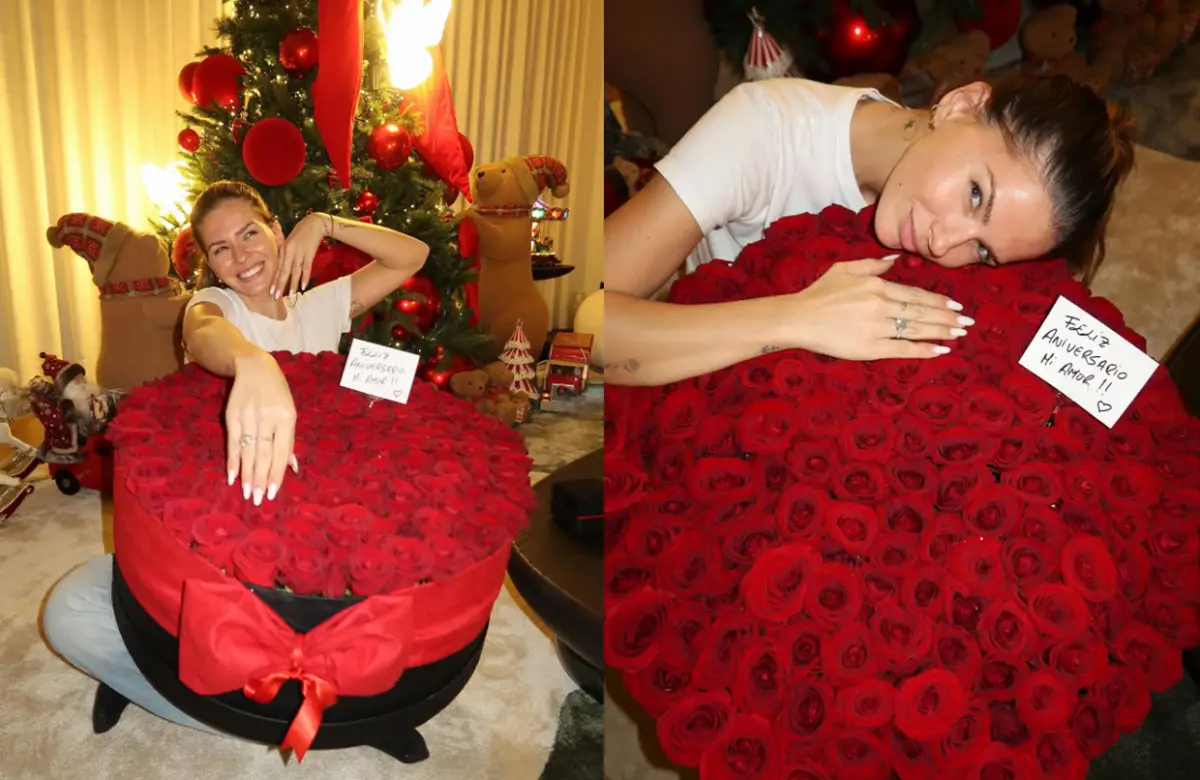 La China Suárez mostró orgullosa el anillo que recibió por su primer aniversario.