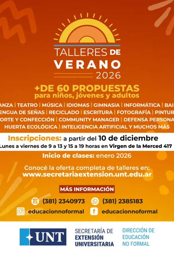 EXTENSIÓN UNIVERSITARIA. La Dirección de Educación No Formal presentó más de 60 talleres para el verano 2026.