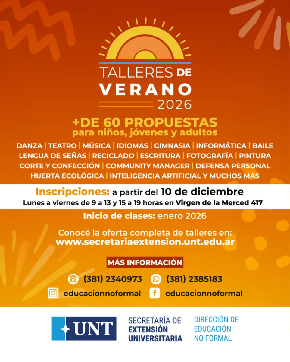 EXTENSIÓN UNIVERSITARIA. La Dirección de Educación No Formal presentó más de 60 talleres para el verano 2026.