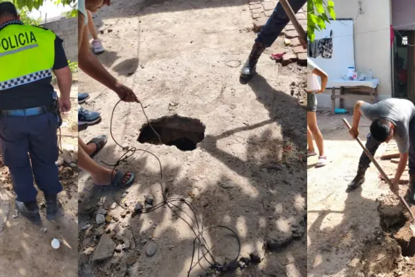 Conmovedor rescate en Las Cejas: policías le salvaron la vida a un niño que cayó dentro de un pozo de cinco metros de profundidad