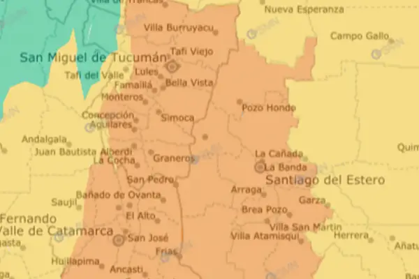 El límite de Santiago del Estero, Tucumán y Catamarca y sus alerededores están bajo alerta naranja por tormentas.