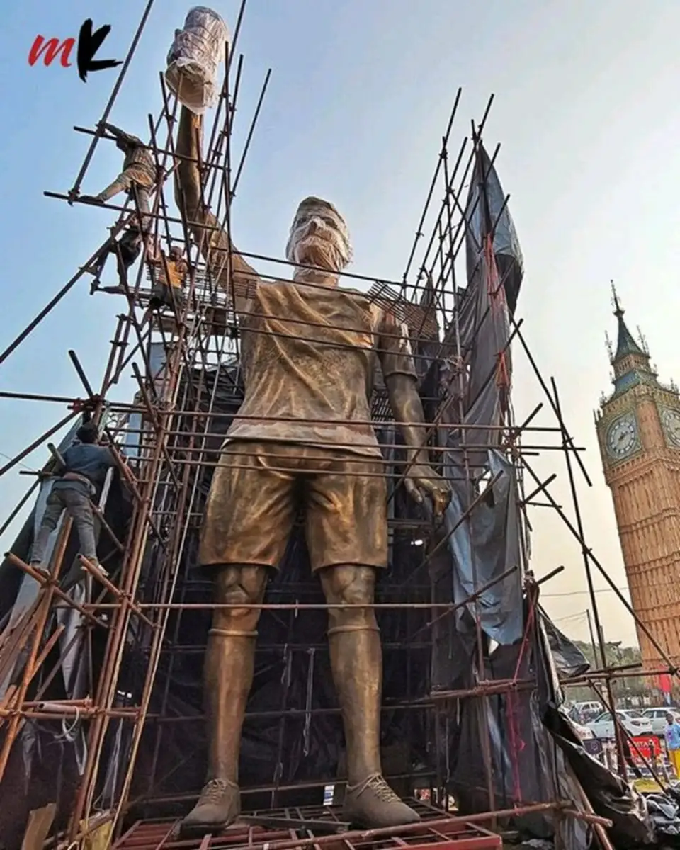 Para recibir a Messi: en India se construyó una estatua de 21 metros con un equipo de 45 artistas