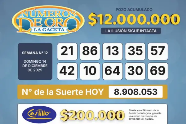 Los Números de Oro de LA GACETA del 14 de diciembre de 2025