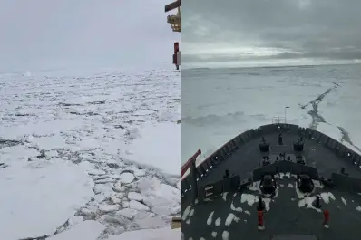 Entre glaciares: así se abre paso el rompehielos ARA Almirante Irízar en su camino a la Antártida