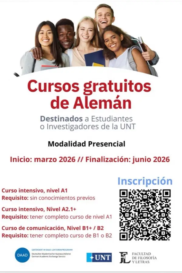 FORMACIÓN. La Facultad de Filosofía y Letras lanzó un curso gratuito de alemán para marzo de 2026 con apoyo del DAAD.