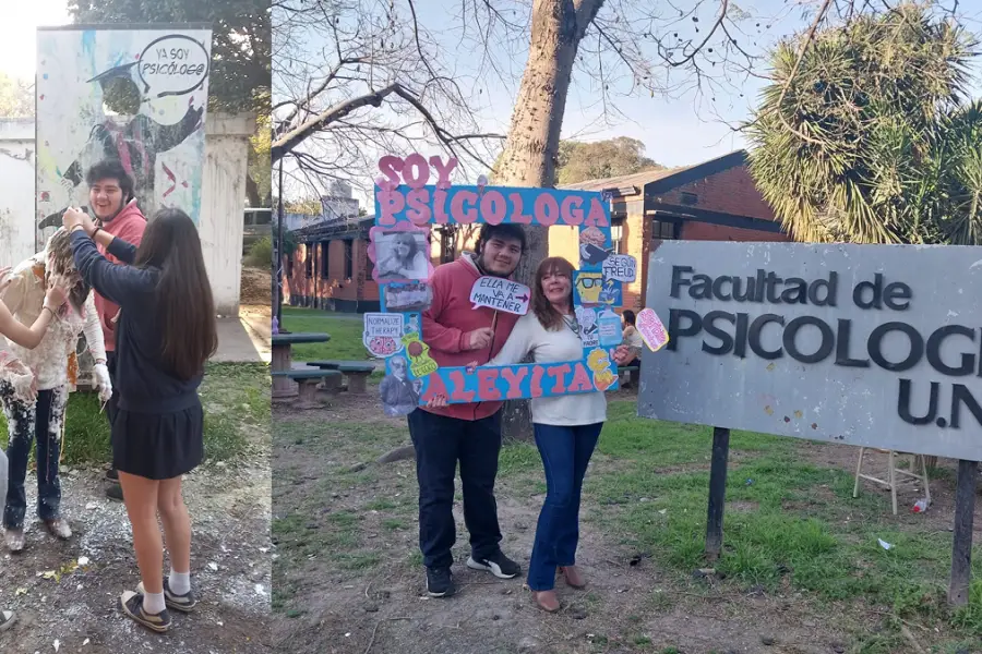 META ALCANZADA. Alejandra Díaz Tereschuk celebró su recibida tras completar el tramo final de su carrera