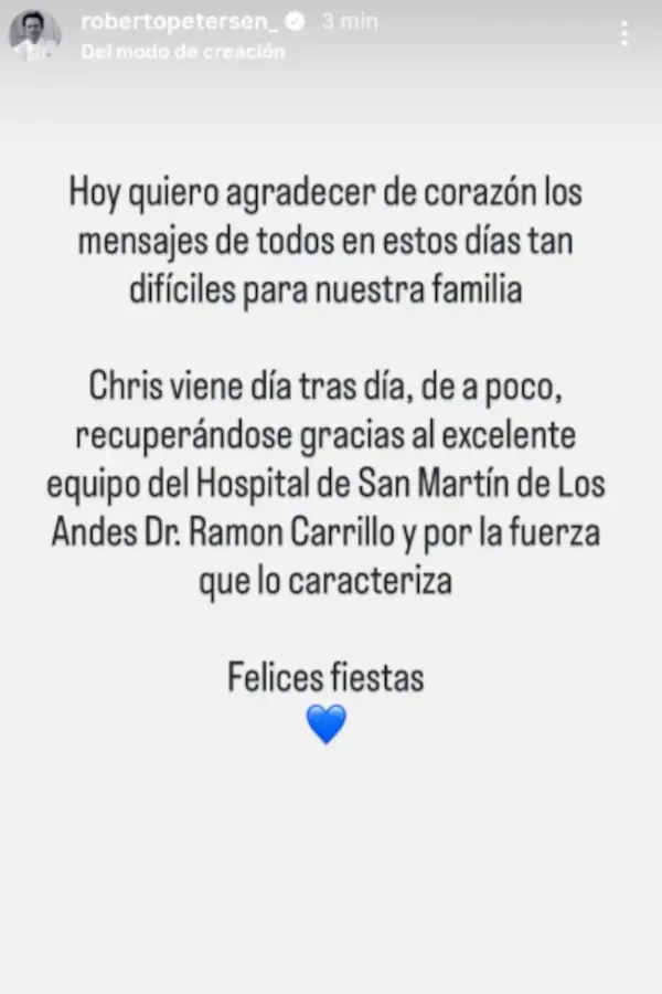 Roberto Petersen rompió el silencio y habló sobre la salud de su hermano Christian: De a poco