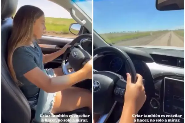 Polémica en redes: la hija de El Polaco y Valeria Aquino fue filmada manejando con apenas 12 años
