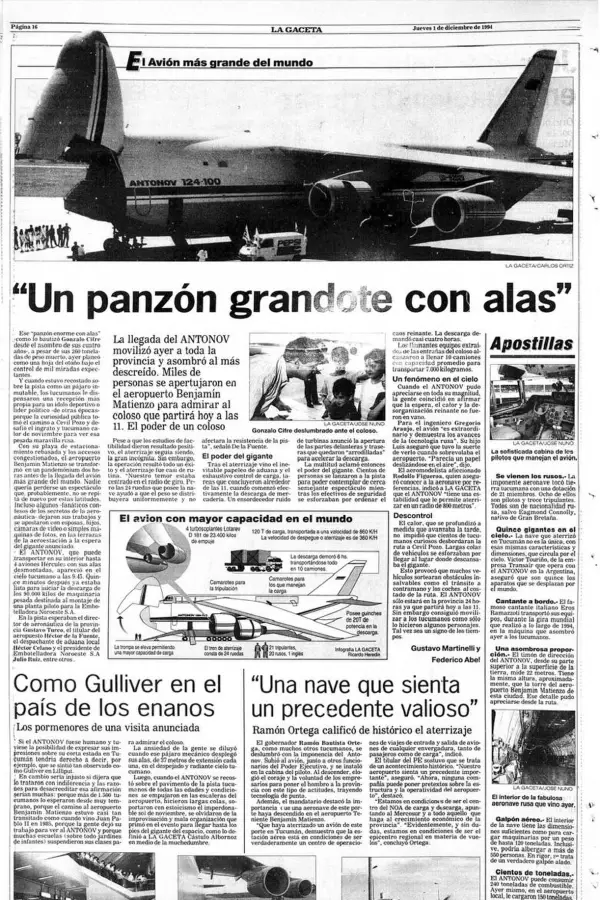 Recuerdos fotográficos: el avión Antonov, “un panzón grandote con alas” que aterrizó en Tucumán en 1994