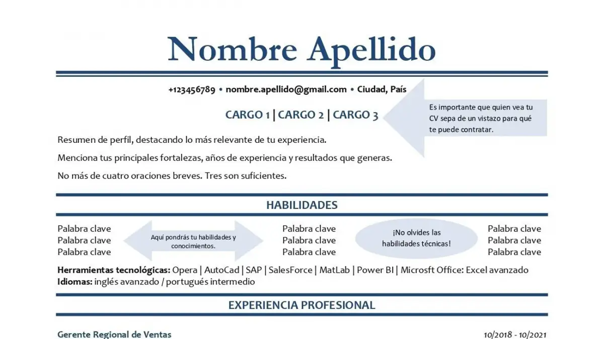 REDACCIÓN. Con palabras clave, el documento puede ser leído correctamente por el sistema. / REDACCIÓN CV