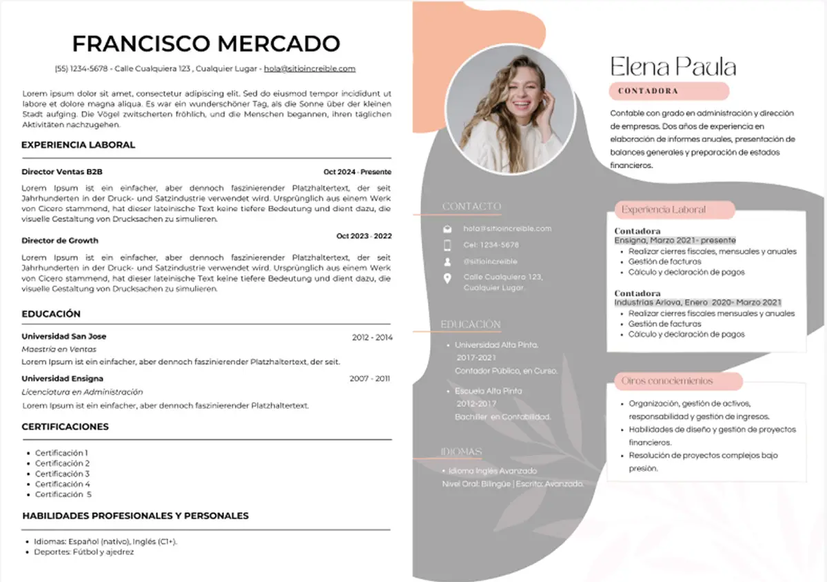 EJEMPLOS. El de la izquierda pasaría los filtros ATS, mientras que el de la derecha no. / LA GACETA