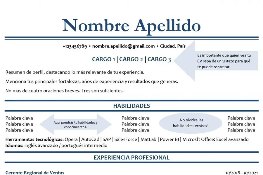 REDACCIÓN. Con palabras clave, el documento puede ser leído correctamente por el sistema. / REDACCIÓN CV