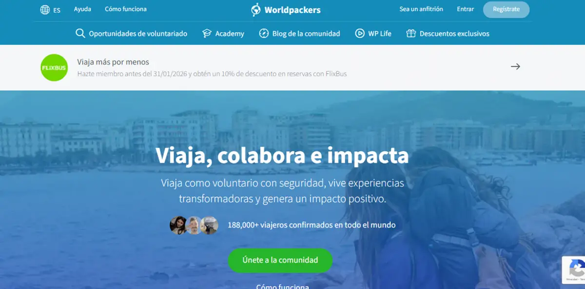 LA PÁGINA. Worldpackers es una plataforma colaborativa que te conecta con anfitriones del mundo entero para viajar intercambiando tus habilidades por alojamiento. / CAPTURA DE PANTALLA