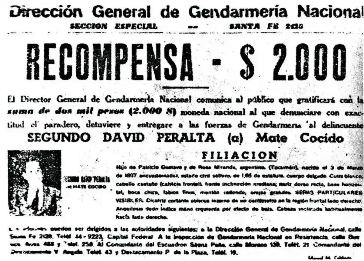 BÚSQUEDA. Gendarmería ofrecía dinero para dar con su paradero.