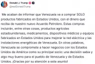 Trump anunció que Venezuela comprará solo productos estadounidenses con el dinero del petróleo