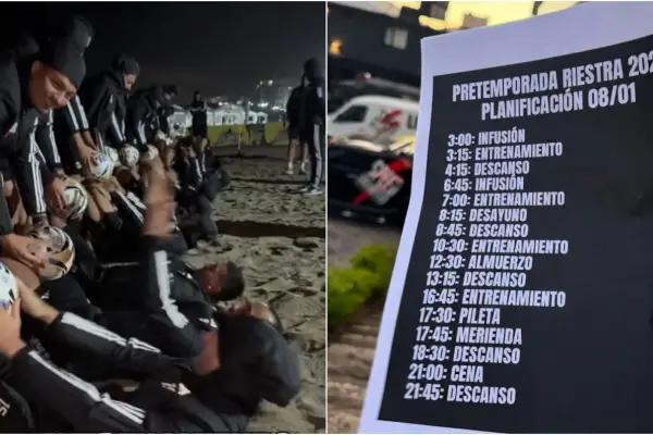 La exigente pretemporada de Deportivo Riestra en la playa que terminó con un jugador descompuesto