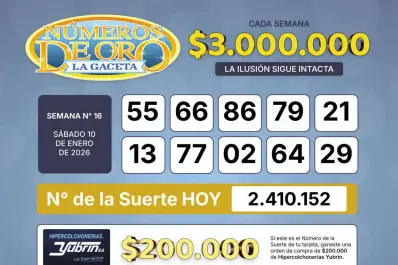 Los Números de Oro de LA GACETA del sábado 10 de enero de 2026