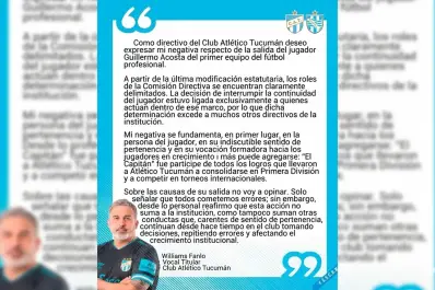 No suma a la institución: el duro comunicado de un vocal tras la rescisión de Acosta y la réplica del club