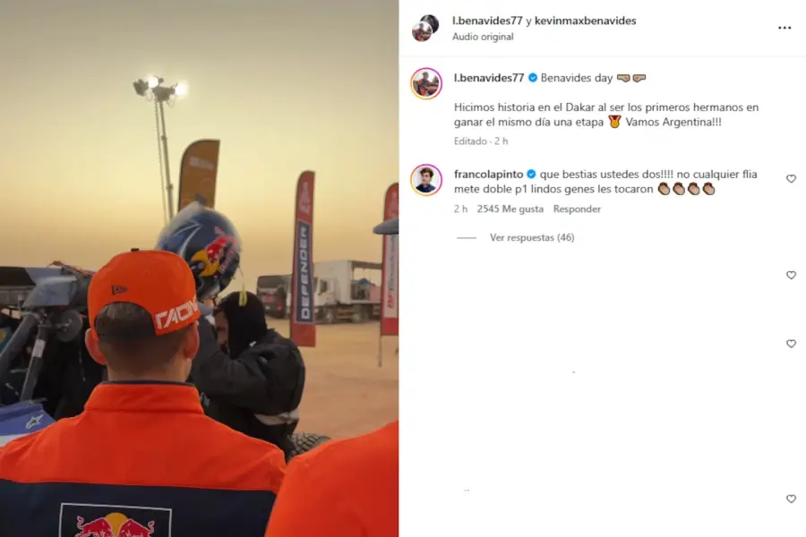 Los Benavides hicieron historia en el Dakar y Colapinto tuvo una divertida reacción al triunfo