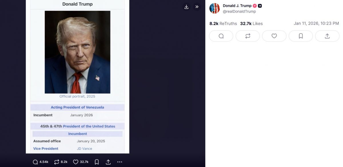 Donald Trump se autodenominó presidente de Venezuela y Delcy Rodríguez salió al cruce