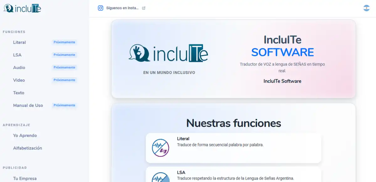 UN PROYECTO CON IMPACTO SOCIAL. La página nació con la intención de  desarrollar un software que facilitara la interacción entre personas sordas y oyentes. / CAPTURA DE PANTALLA
