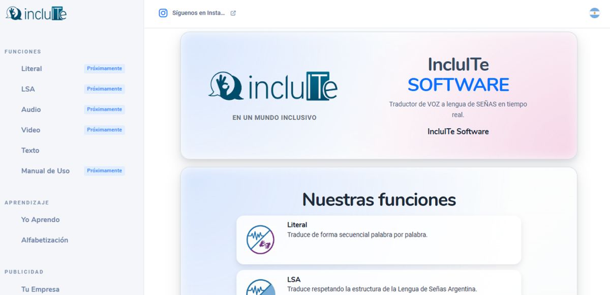UN PROYECTO CON IMPACTO SOCIAL. La página nació con la intención de  desarrollar un software que facilitara la interacción entre personas sordas y oyentes. / CAPTURA DE PANTALLA