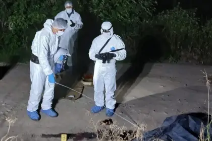 EN PLENA PESQUISA. El equipo de peritos del Ecif y un grupo de policías de la Brigada Sur rastrillaron la escena del crimen.