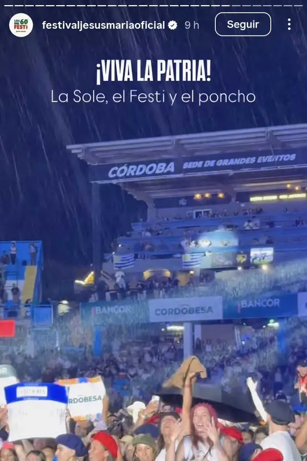 La lluvia aguó nuevamente el festival de Jesús María: la “Sole” debió suspender su show