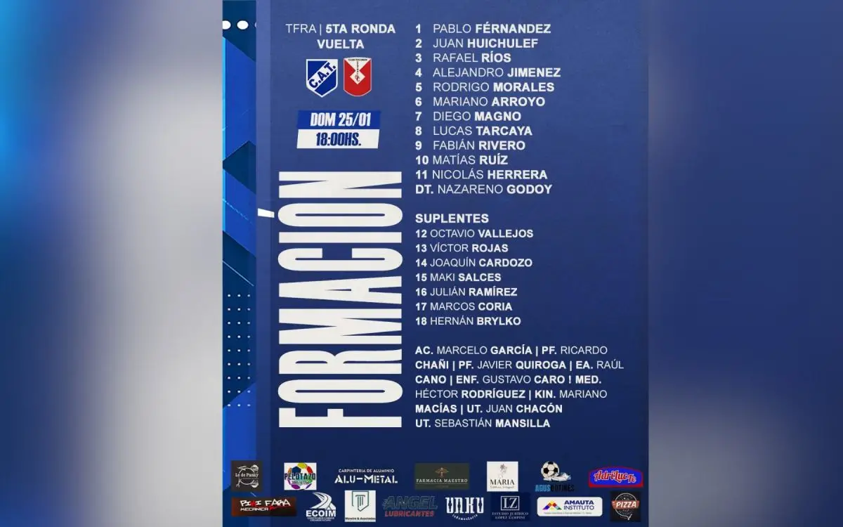 ¡Equipo confirmado en Talleres de Perico!