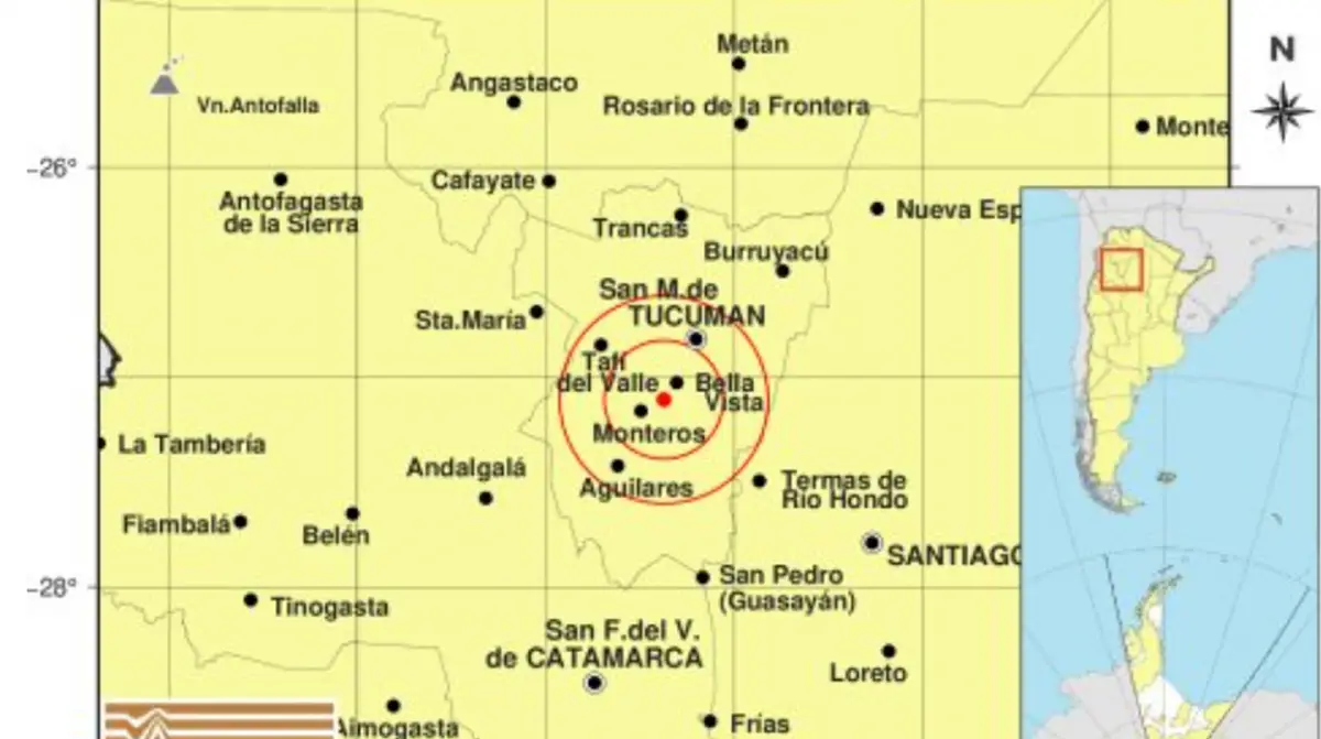 El primer evento ocurrió a s 22:57 y fue percibido en Monteros, Famaillá y Bella Vista. 