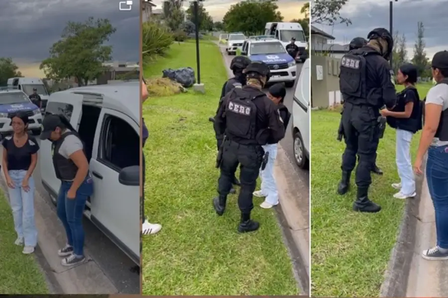 EN UN COUNTRY. Efectivos del Grupo Cero colocan elementos de protección a la acusada Justina Gordillo.