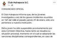 Golpiza en Tafí del Valle: el club Huirapuca suspendió a un jugador y negó vínculos con el resto de los acusados