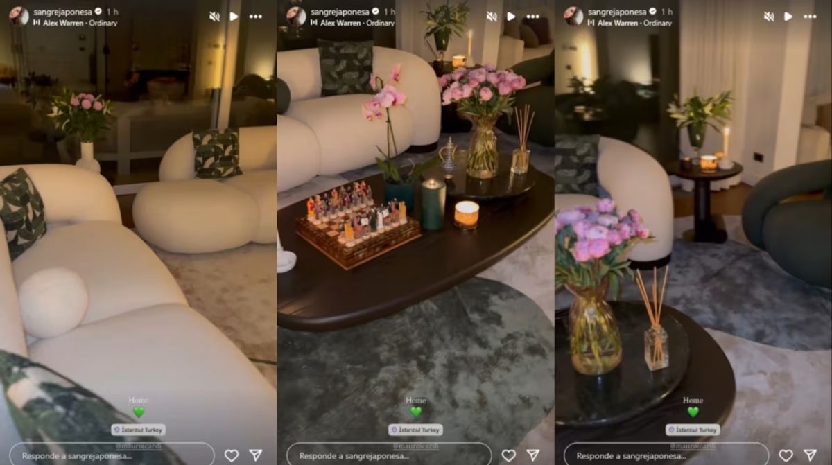 El living de mansión de la China Suárez y Mauro Icardi en Estambul