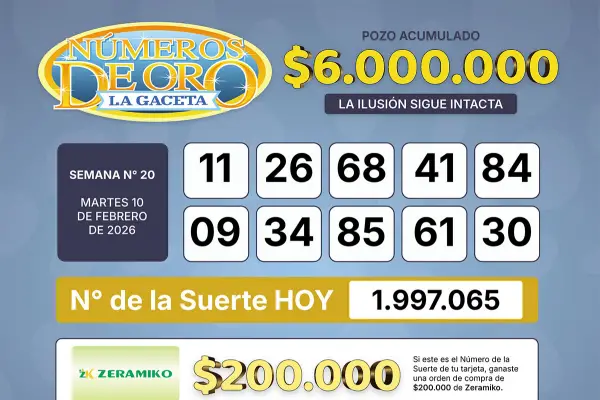 Los Números de Oro de LA GACETA del 10 de febrero de 2026