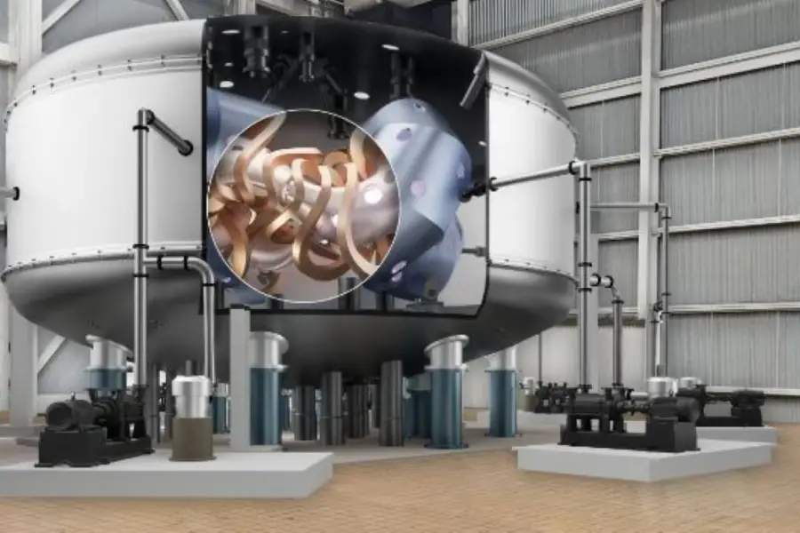 ASÍ SE VERÁ. En las redes sociales ya circulan ilustraciones del prototipo del stellarator Infinity One dentro de lo que será la planta de combustibles fósiles. (Imagen de Business Wire)