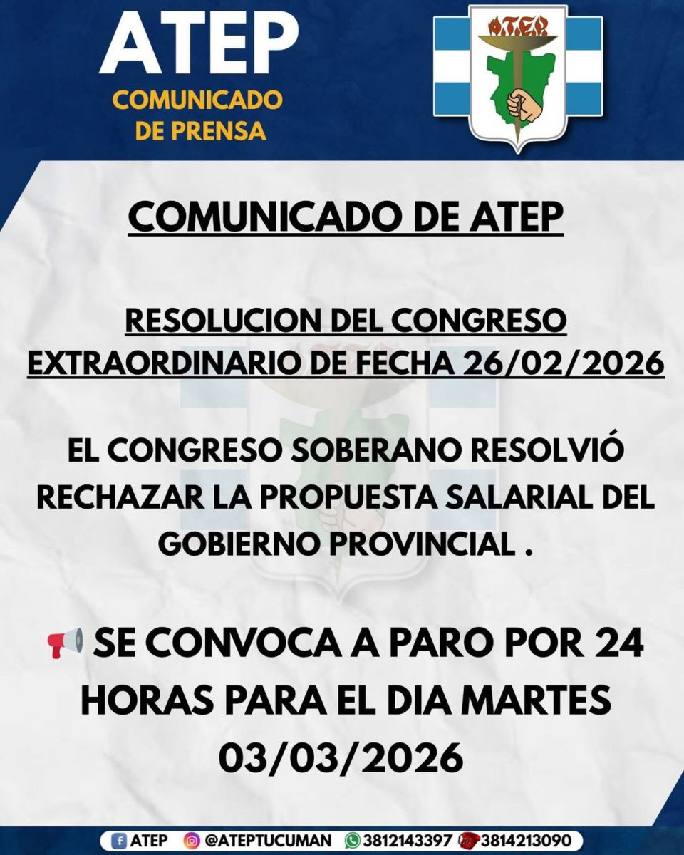 Peligra el inicio de clases en Tucumán: ATEP convocó a un paro para el martes 3 de marzo
