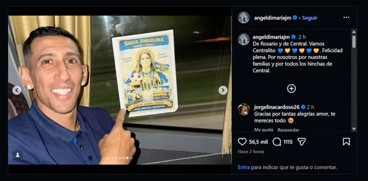 A los bocones les respondo: la esposa de Di María incendió las redes tras el triunfo de Rosario Central