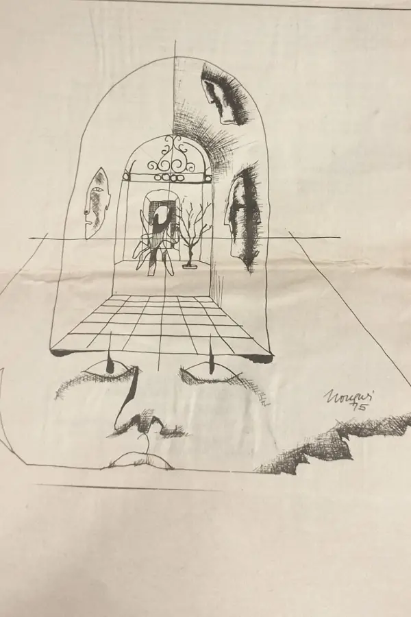 Otra ilustración, en este caso para el poema “Gente en los sueños”, de Manuel J. Castilla. (LA GACETA Literaria, 9 de noviembre de 1975)
