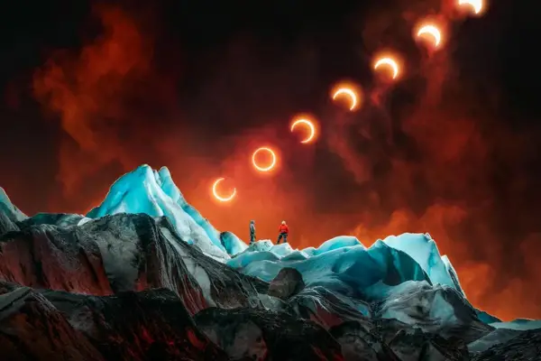 No es IA: esta es la increíble postal del eclipse en la Patagonia que capturó un fotógrafo