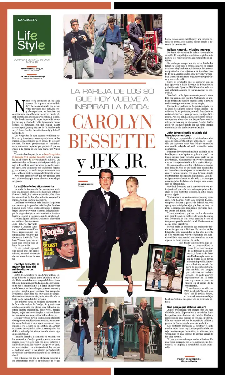 Carolyn Bessette y JFK Jr.: la pareja de los 90 que hoy vuelve a inspirar la moda: