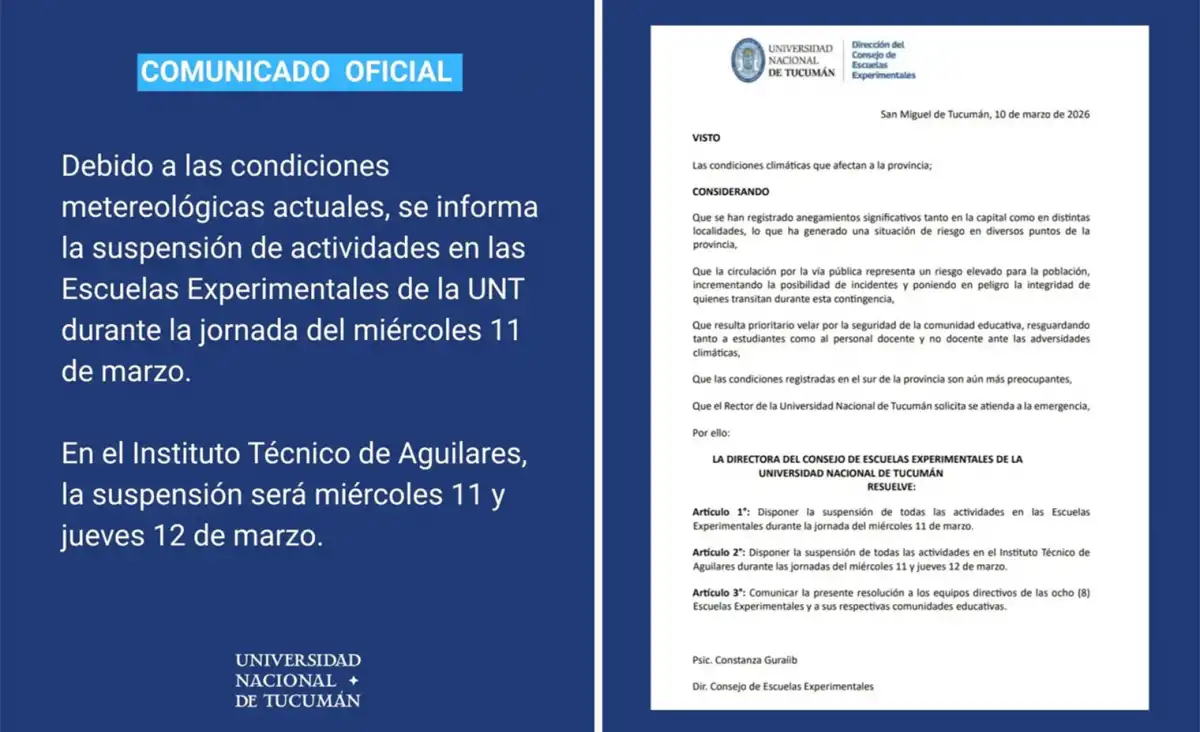 Suspendieron las clases en las escuelas experimentales y en facultades de la UNT
