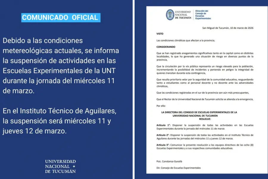 Suspendieron las clases en las escuelas experimentales y en facultades de la UNT