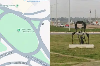 Google Maps confundió un monumento de Raúl Alfonsín con un homenaje a Saddam Hussein