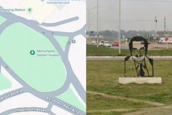 Google Maps confundió un monumento de Raúl Alfonsín con un homenaje a Saddam Hussein