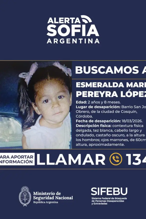 Desesperada búsqueda en Córdoba: Alguien me sacó a mi hija, dijo la mamá de una niña de dos años