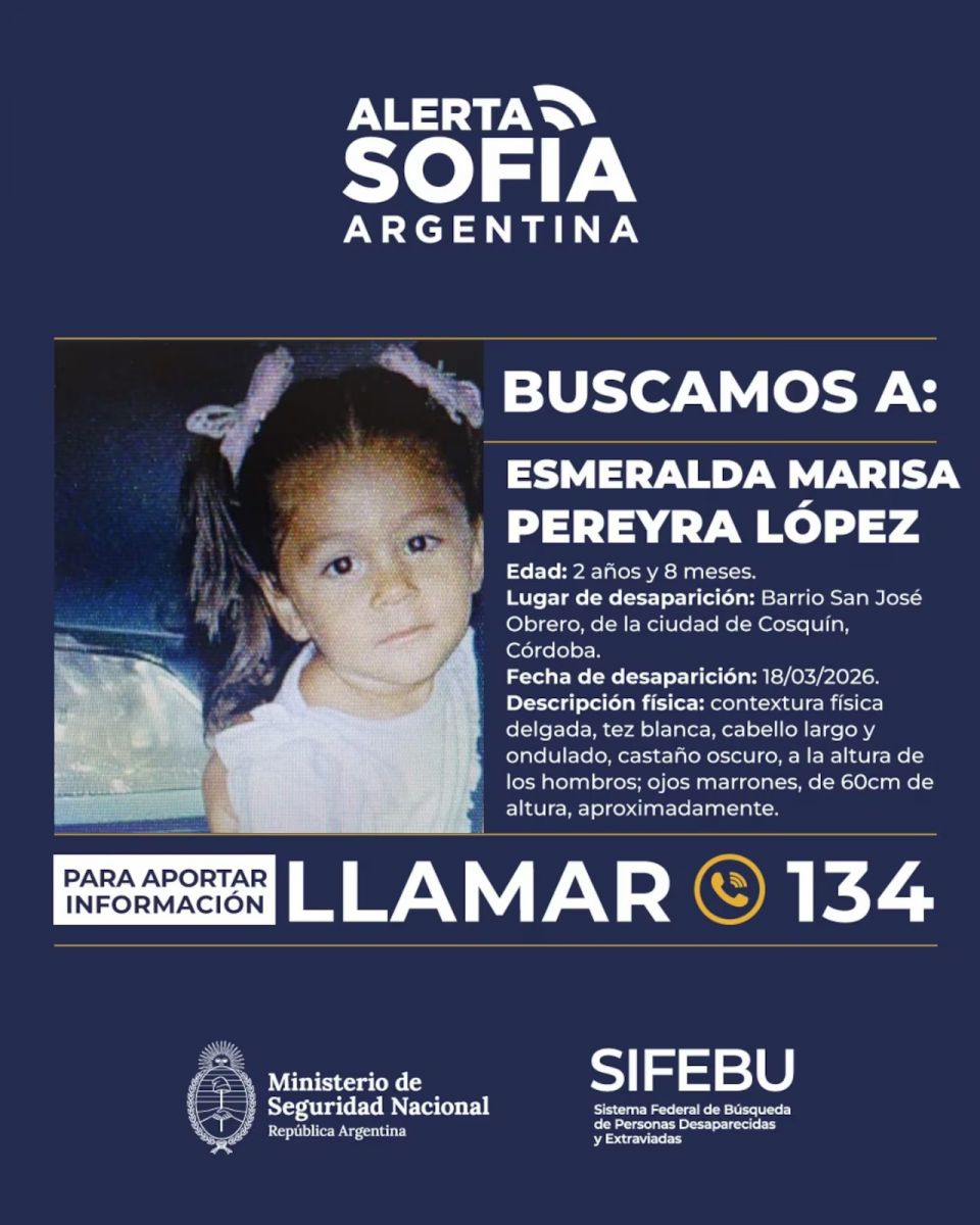 Desesperada búsqueda en Córdoba: Alguien me sacó a mi hija, dijo la mamá de una niña de dos años