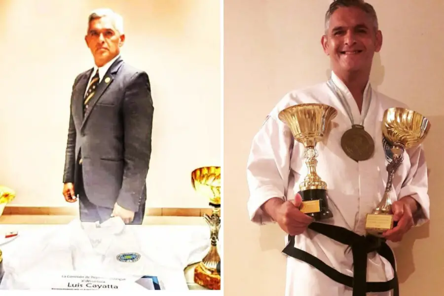 GANADOR. Luis Cayatta exhibiendo algunos de sus títulos que ganó durante su carrera.