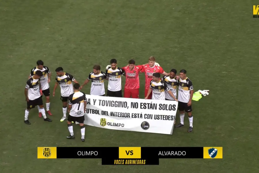 EXPRESO. Olimpo de Bahía Blanca emitiendo su apoyo a Tapia y Toviggino.