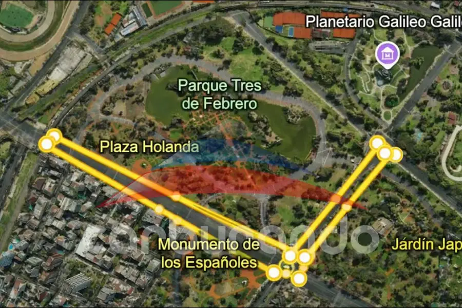 RECORRIDO PREVISTO. El trazado incluiría el sector del Monumento a los Españoles y alrededores del Rosedal, en Palermo, según la información difundida.