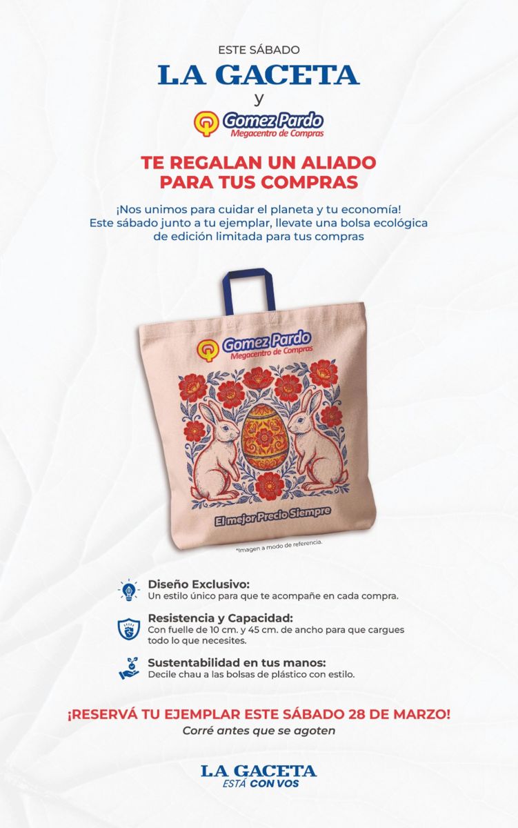 Alianza sustentable: este sábado, llevate una bolsa ecológica exclusiva con LA GACETA y Gómez Pardo